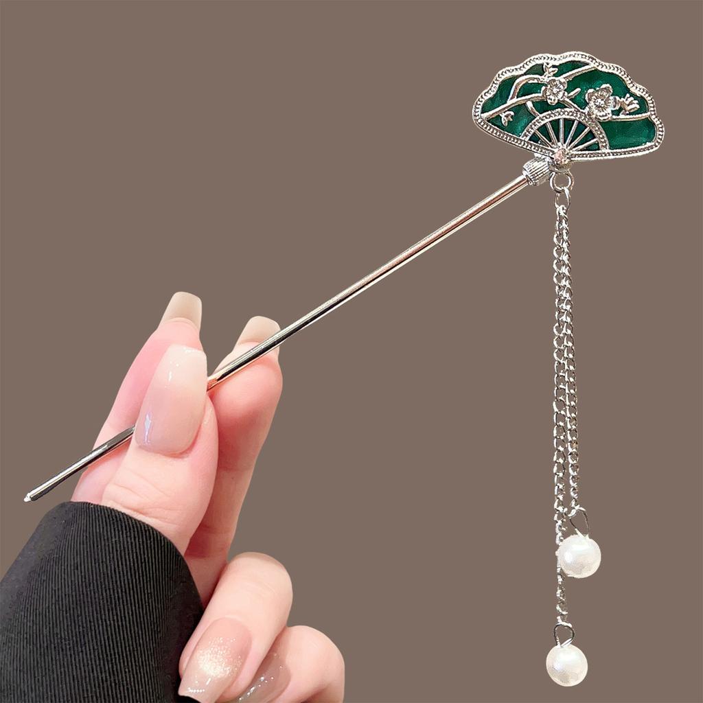 Plum Hairpin Vintage Style Hair Stick with Tassel Dangle Hanfu Hair Accessory for Cheongsam Chinese Hairpin for Women