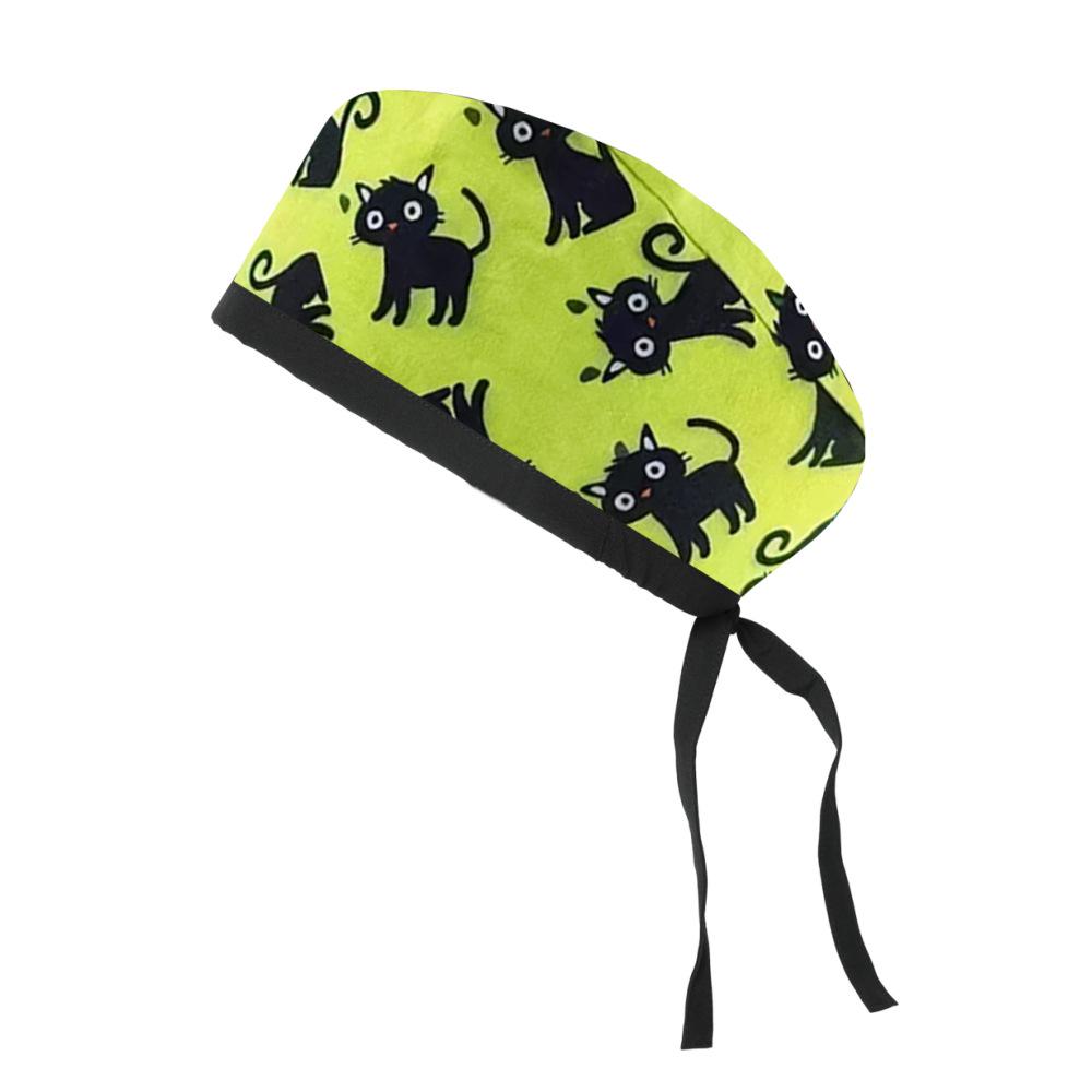 Adjustable Cotton Surgical Cap with Cartoon Print for Women and Men