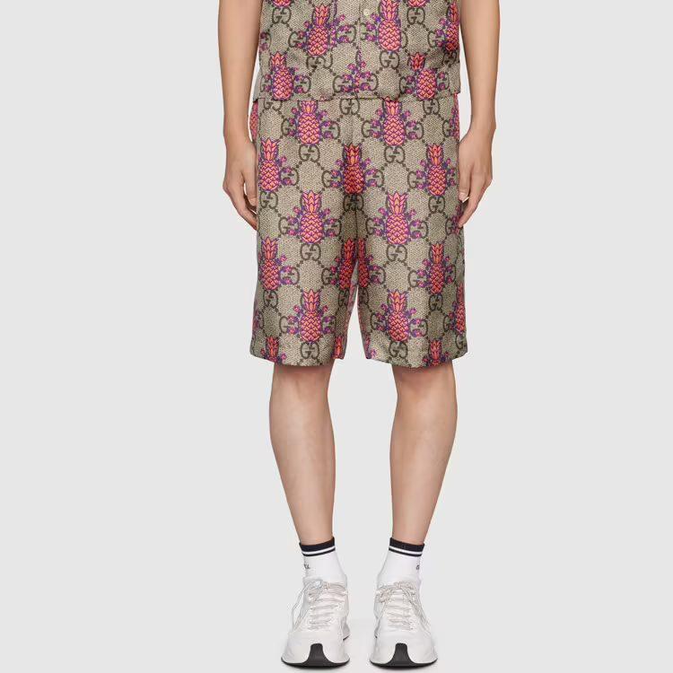 Gucci SS22 Pineapple Collection Casual Shorts Men's Beige 677067-ZAIEJ-2369