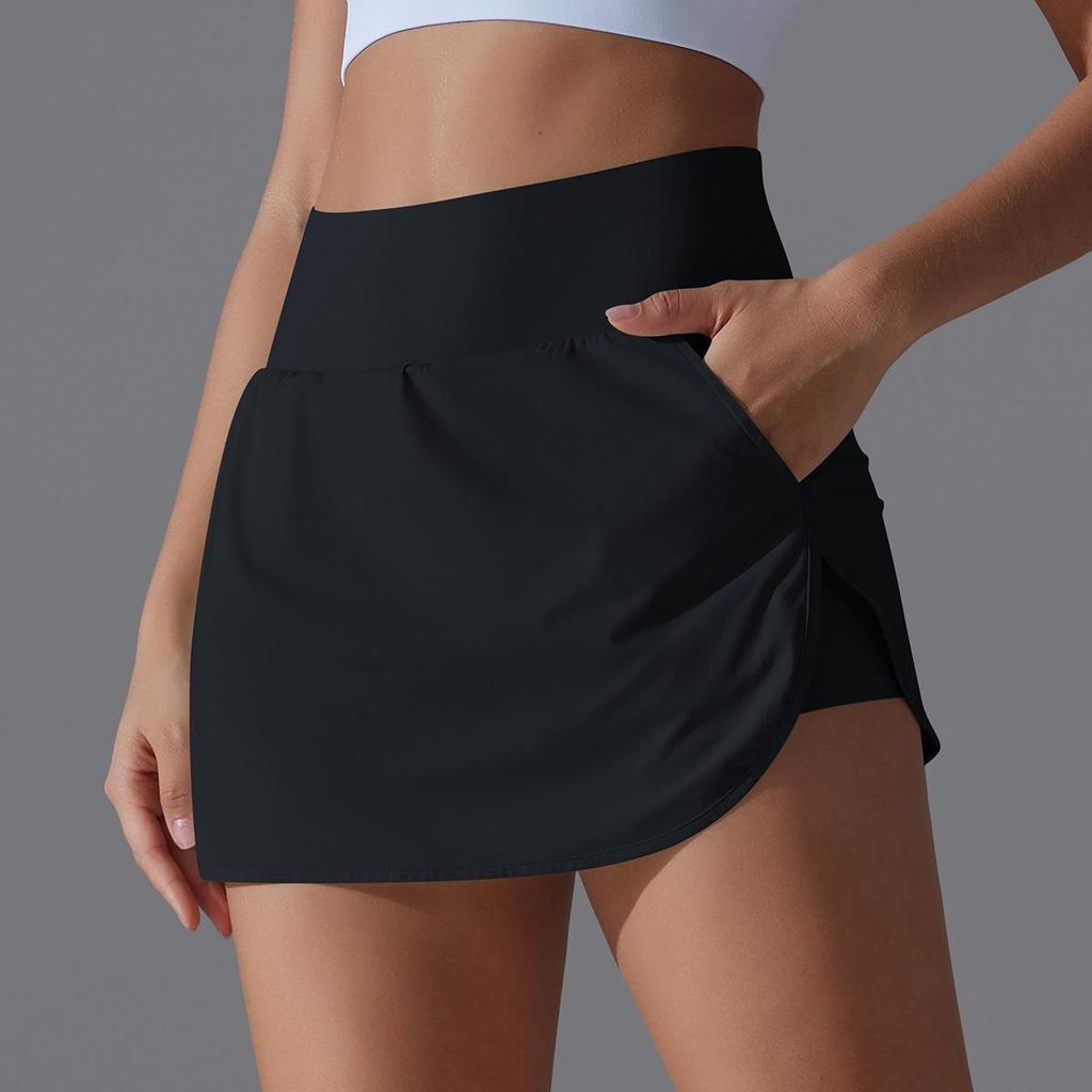 Women's High-Waist Sun Protection Tennis Skort with Back Pocket