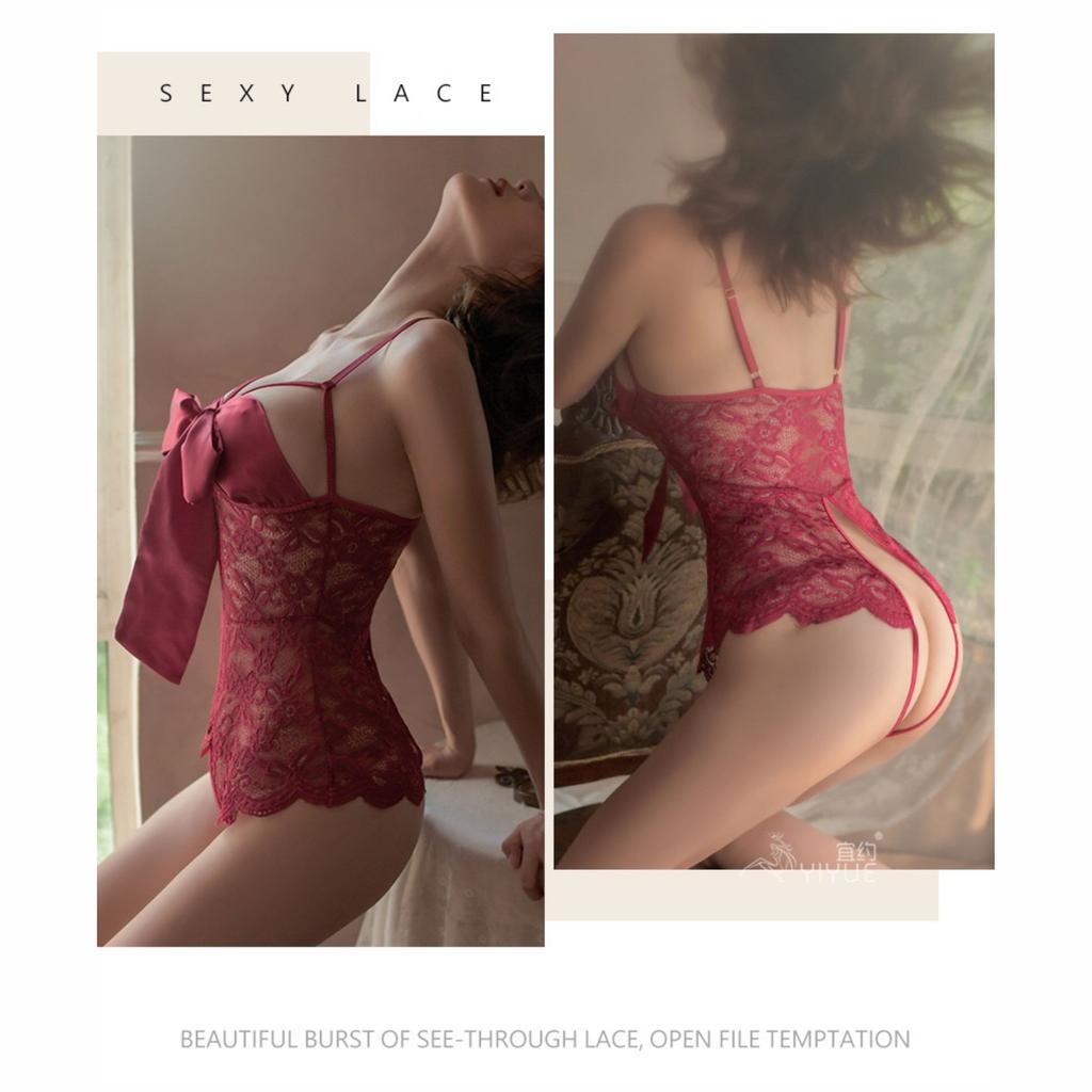 Sexy Lencería Encaje Tentación Transparente Hueco Sexy Mujer de ...