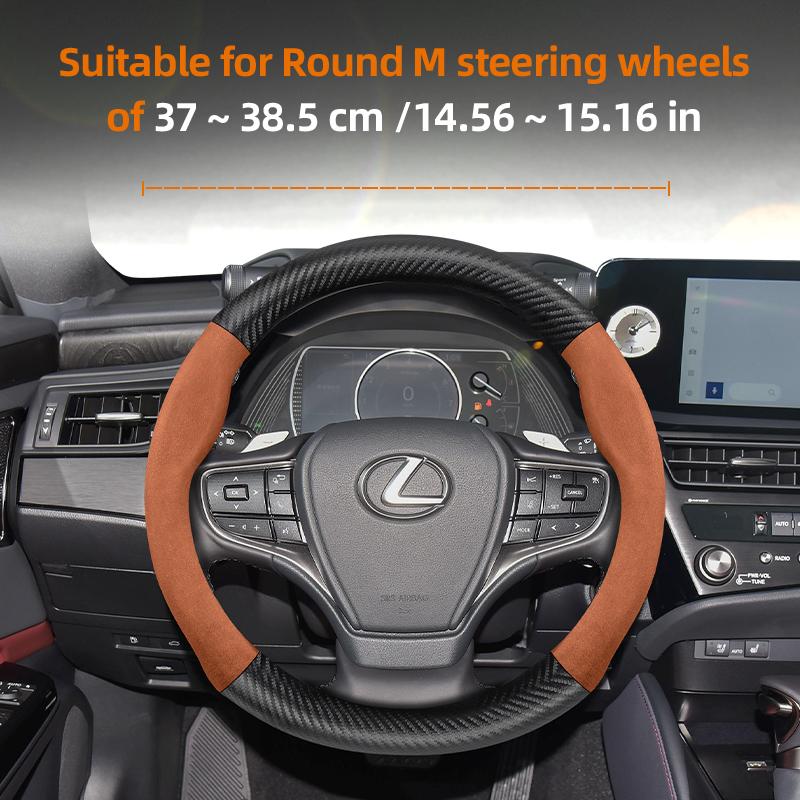 Suitable for Lexus Suede Matte Carbon Fiber Texture Steering Wheel Cover Suitable for Is250 Gs300 Lx 570 Nx Is350 2019 Es350 Gx460 Is 300 Ls400 Is300