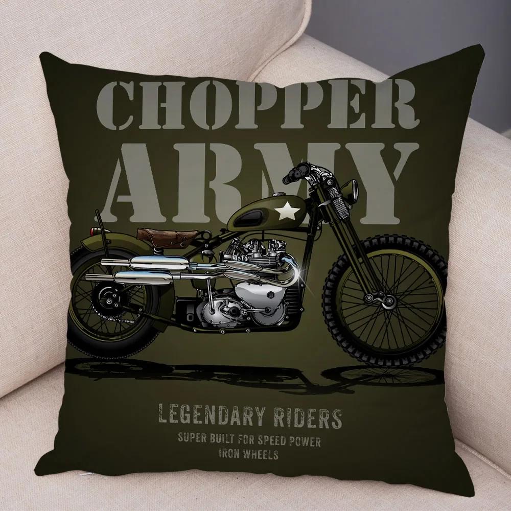 Colorful Motorcycle Throw Pillow Cover with Short Plush Print for Living Room Sofa Decoration Cushion Cover Pillow Covers