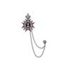 Men's Double-Layer Tassel Chain Crown Brooch with Rhinestones