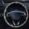 Capa de volante de carro de cristal com couro PU lindo strass Bling Bling