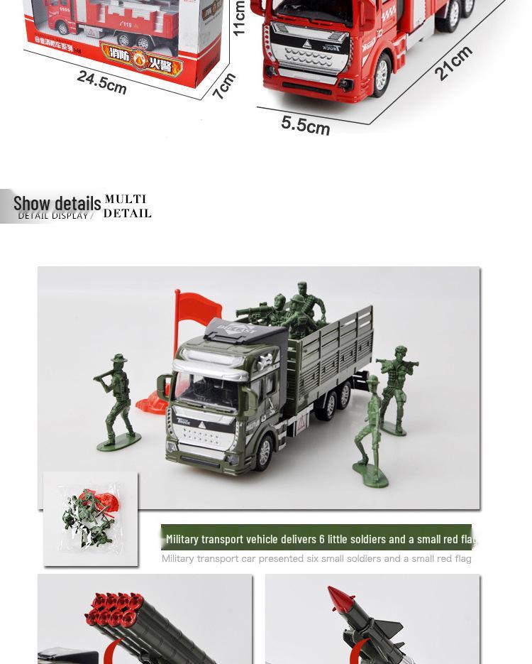 Children's Pull-Back Alloy Fire Ladder Truck Toy