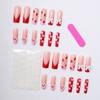 Pink Heart Strawberry Design Press On Nails 24Pcs French Style Lightweight Comfortable Wear For Woman