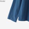 ZANZEA Women Round Neck Loose Casual Long Sleeve Blouse