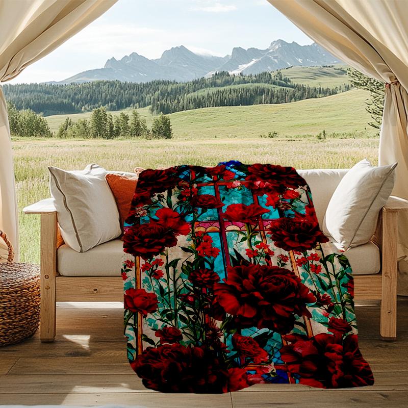 Roses Blanket Personalized Name Flannel Blanket Soft Cozy Plush Throw for Sofa Bed Lightweight Home Décor