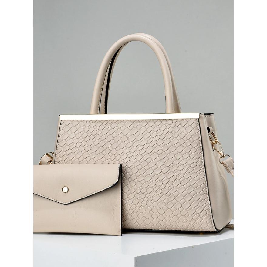 Fashion Simple Large Capacity Handbag Two Set Embossed Texture Simple Yankee Women's Bags Color Crash Shoulder Crossbody Bag