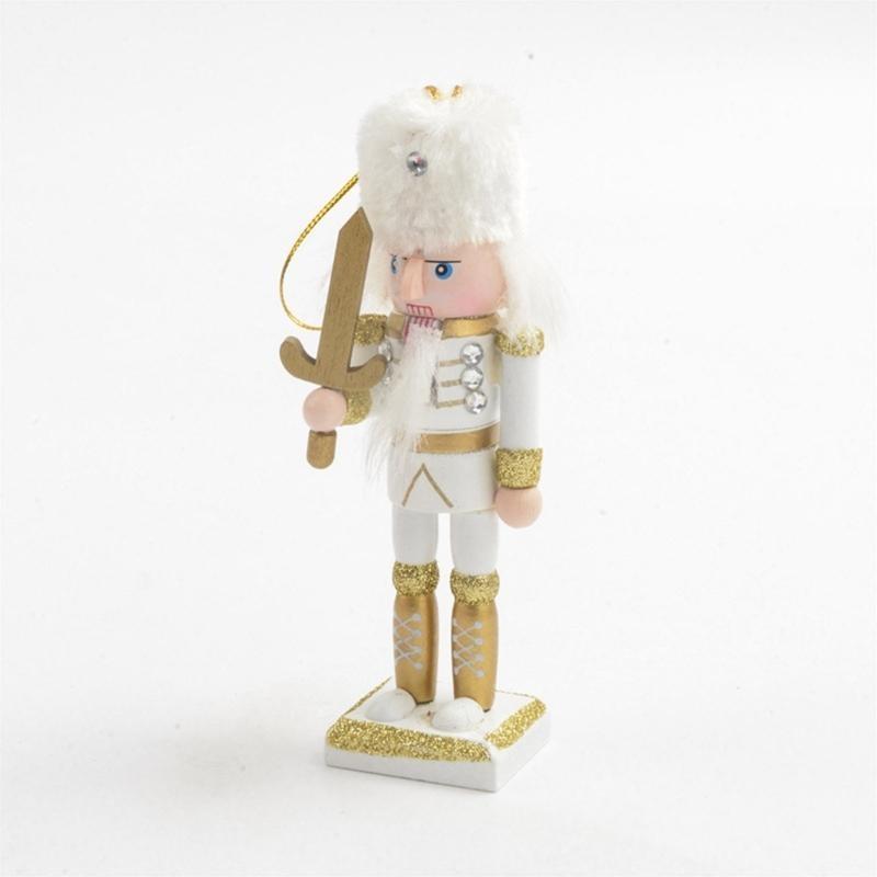 652F 4Pcs Christmas Wooden Doll Decor Handmade Christmas Nutcrackers Doll Pendant Traditional Wooden Nutcrackers Decoration