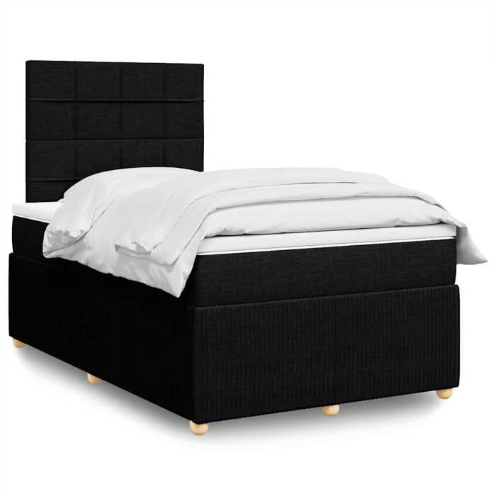 Cadre de lit avec matelas - Maison Exclusive - 120x190 cm - Tête de lit réglable - Tissu noir