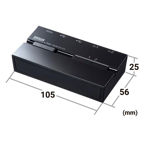 Sanwa Supply Magnetic USB 2.0 Manual Switch (with Hub, Dual Circuits), SW-US22HMG, Black