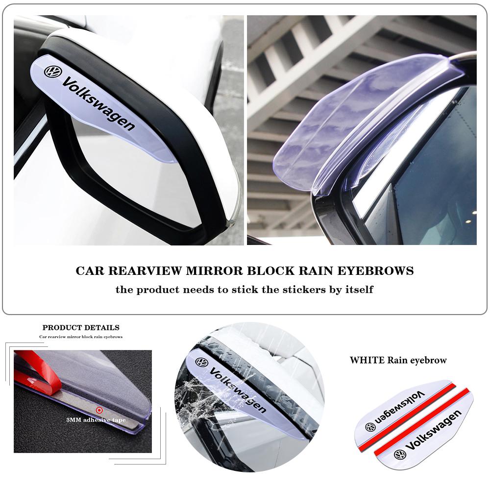2Pcs Car Rear View Mirror Sticker Rain Eyebrow Auto Side Mirror Rain Proof Cover For VW Passat Jetta Golf Touran Beetle Polo ze9