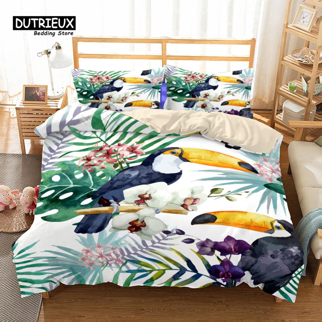 3D Toucan Birds Duvet Cover Set Soft Comfortable Breathable Fashion Bedding For Bedroom Guest Room Decor