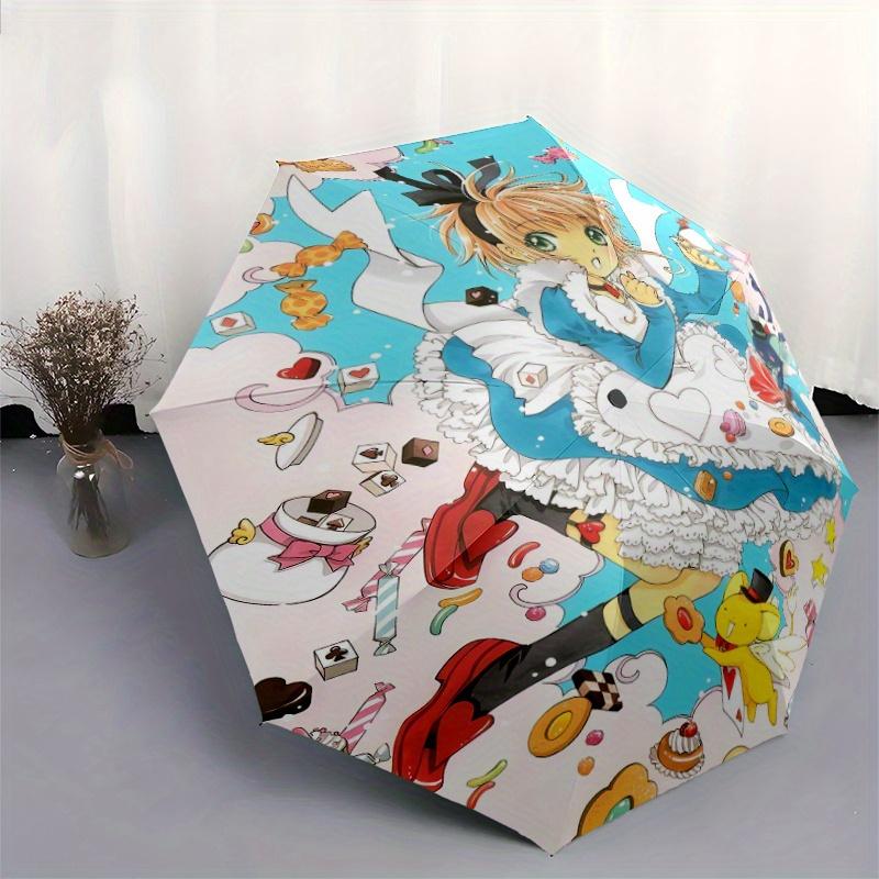 Sakura in Wonderland Durable Cartoon Folding Fashion Umbrella, Portable 3 Fold Compact Umbrella for Men and Women, Suitable for Travel or Daily Use