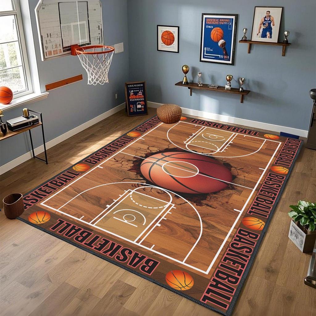 Tappeto da Basket per Camera da Letto, Tappeti da Basket 3'x5' con Fondo Antiscivolo, Tappeto Sportivo per Sala Giochi e Arredamento Soggiorno