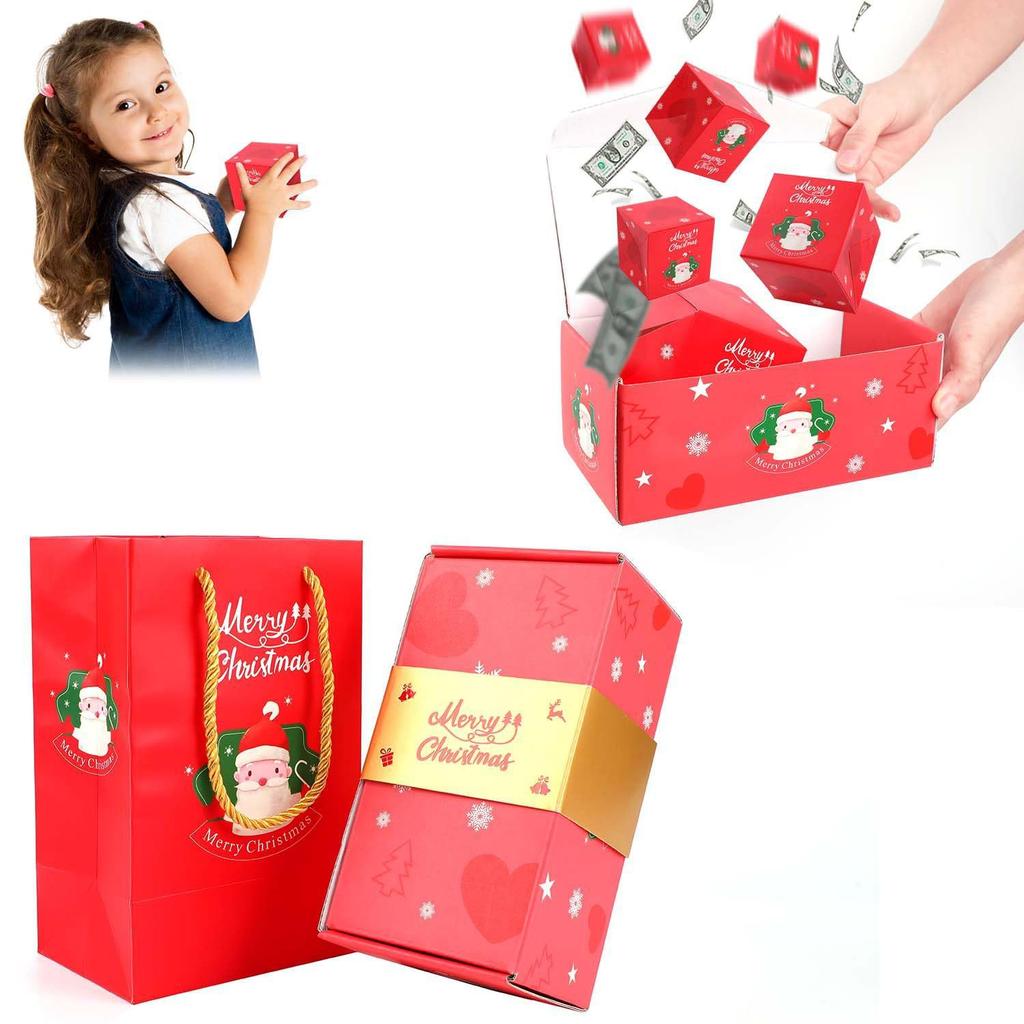Scatola Pop-up di Natale, Scatola Regalo Creativa per Compleanno, Busta Rossa Pieghevole Rimbalzante Scatola Regalo