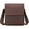 Men's Premium Crazy Horse Leather Crossbody Bag - Genuine Cowhide Shoulder Bag for iPad