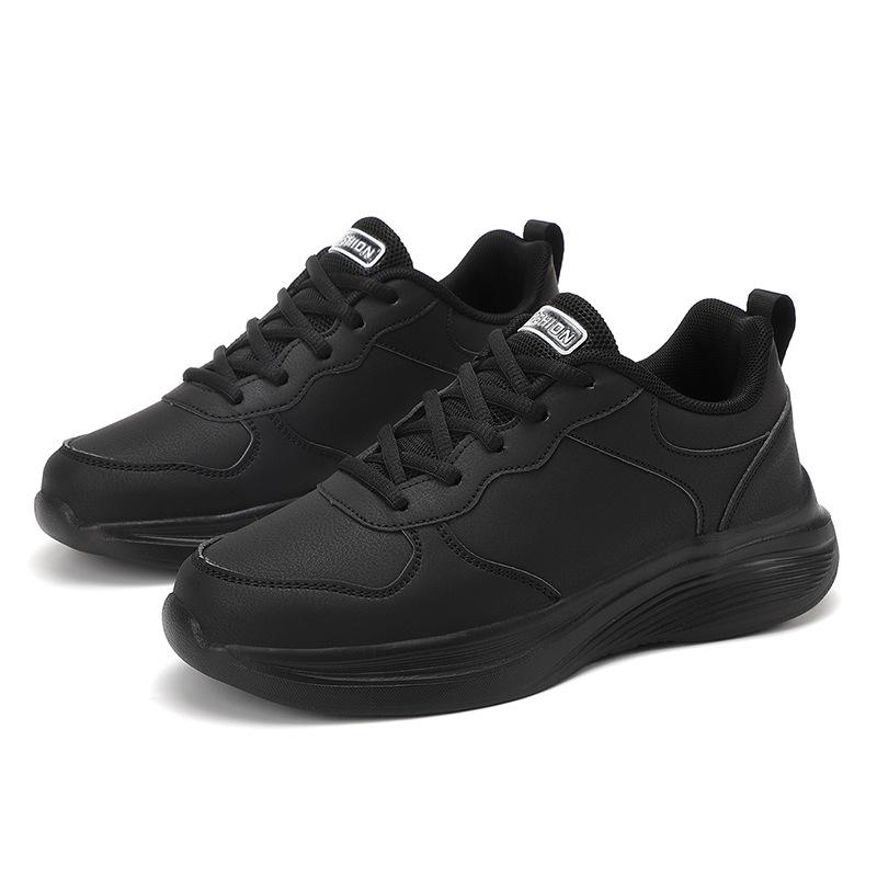 Leather waterproof shoes, black soft-soled casual sports shoes, sports lightweight, comfortable and non-slip shoes, spring and autumn