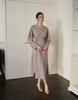 GIEMAR Wrap Dress Gray Beige