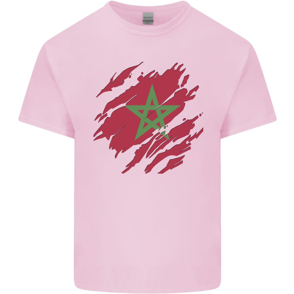 Zerrissene Marokko Flagge Marokkanischer Tag Fußball Unisex Leichtes Baumwoll-T-Shirt