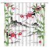 Landscape Shower Curtain Spring Season Pink Flower and Pavilion Scenery on Lake Chinese Style Bathroom Decor Hanging Curtain with Hooks