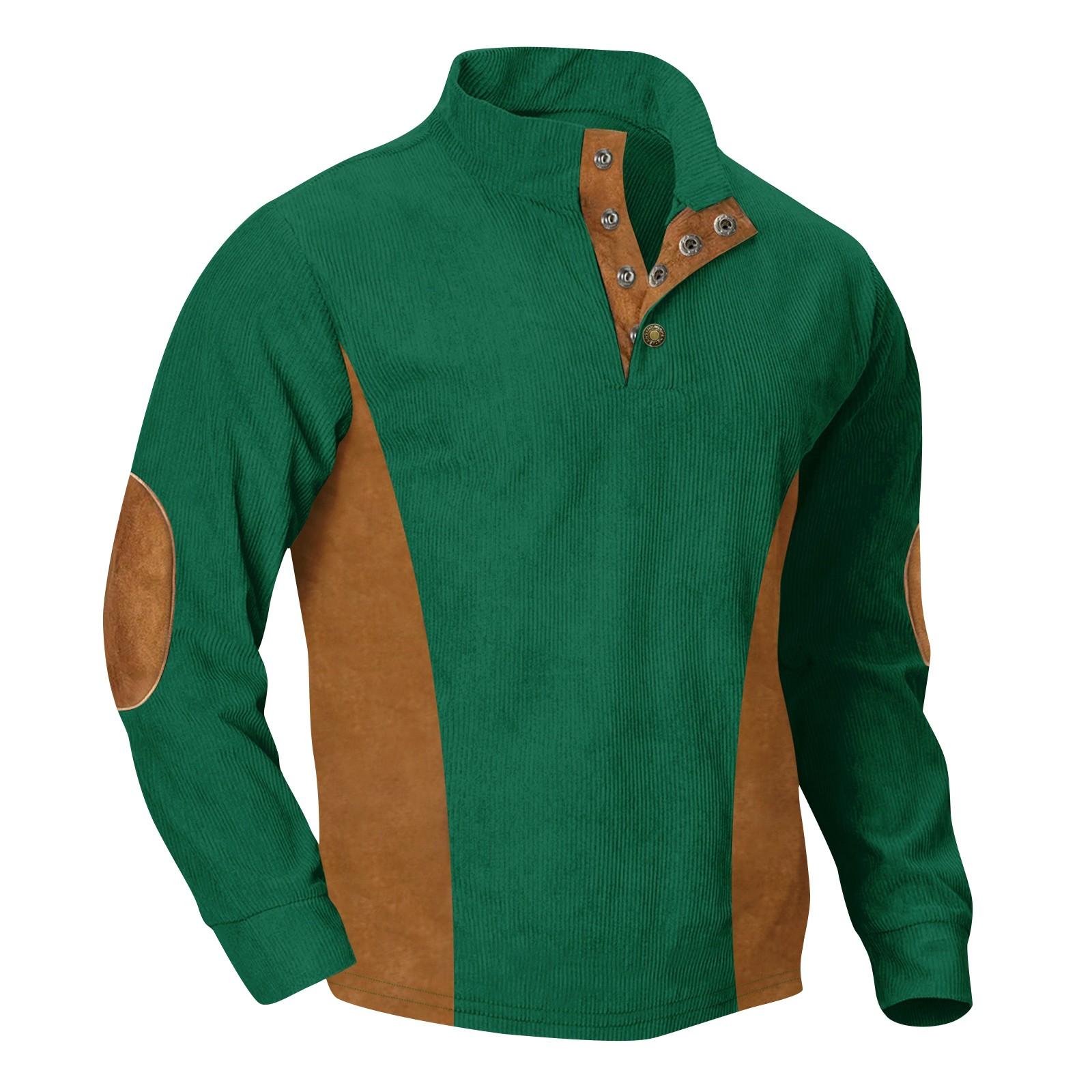 

Мужская повседневная вельветовая толстовка с воротником-стойкой и длинными рукавами в полоску M зелёный