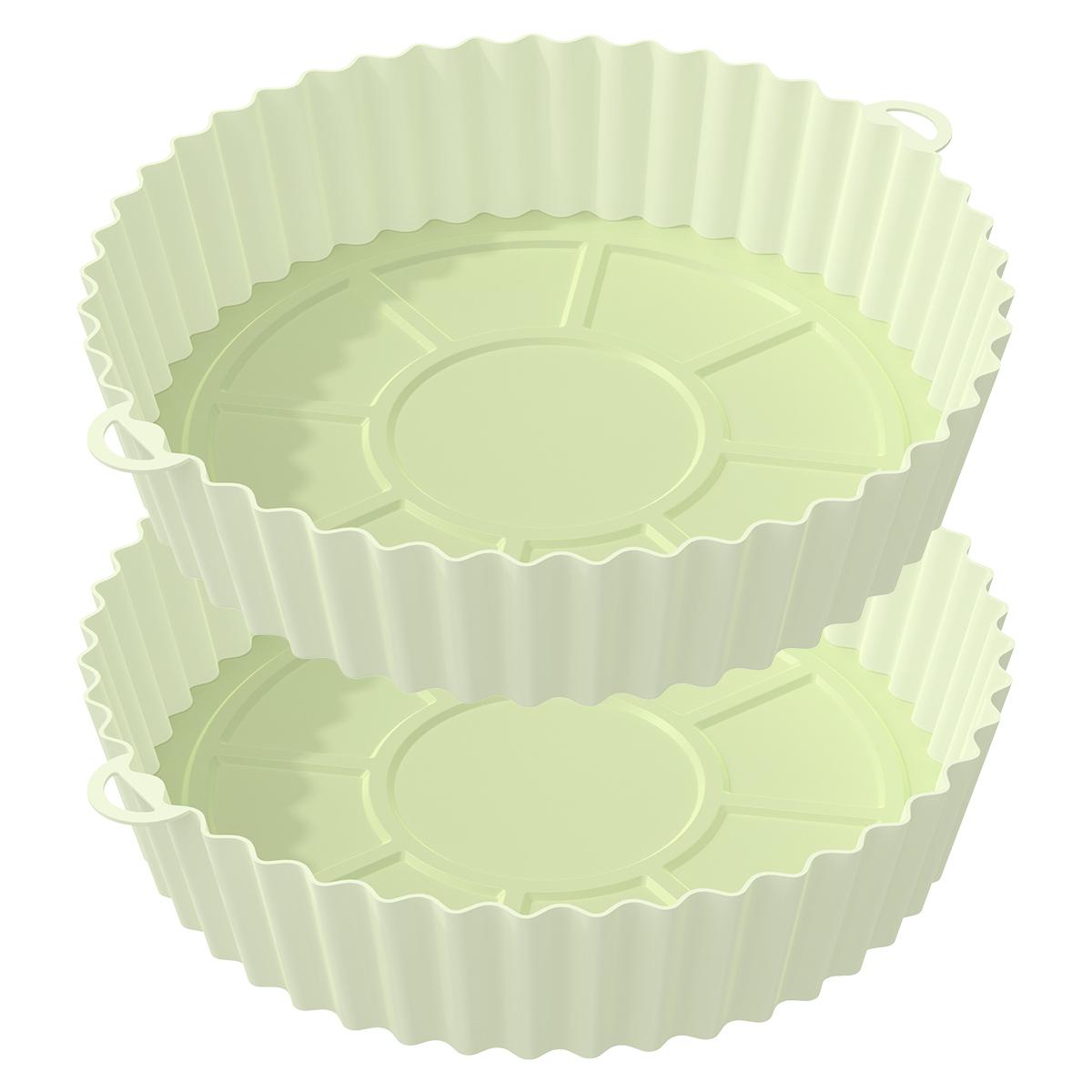 

2 упаковки силиконовых аэрофритюрниц, противень для выпечки пиццы, жареная курица, аэрофритюрница, силиконовая корзина, многоразовые подставки для сковородок аэрофритюрницы, аксессуары зелёный