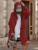 Fall Winter Women's Knit Sweater Long Cardigan Open Shawl Coat with Hood and Pockets (Plus Size)
