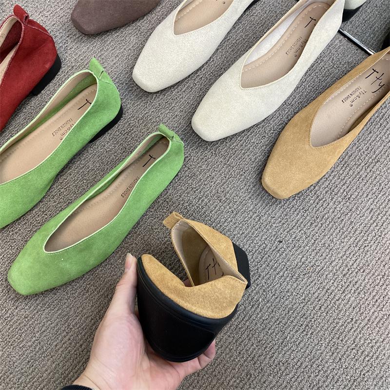 Fashion Bailamos Women Red Lightweight Shoes Square Toe  Slip On Vintage Soft Ballet Flats Female Shoes Ballet Flats Casual Sneaker Shoe