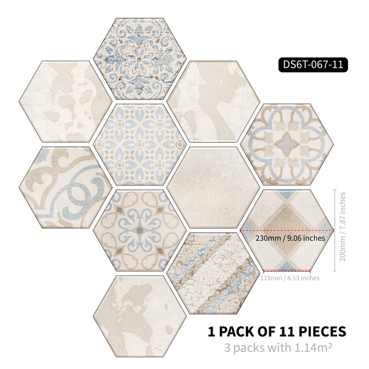 

Nordic Self-Adhesive Floor Sticker, Baroque Waterproof Hexagonal Wall Sticker, Bathroom Non-Slip And Wear-Resistant Floor Tile Sticker Frosted film 20x23cm * 11pcs