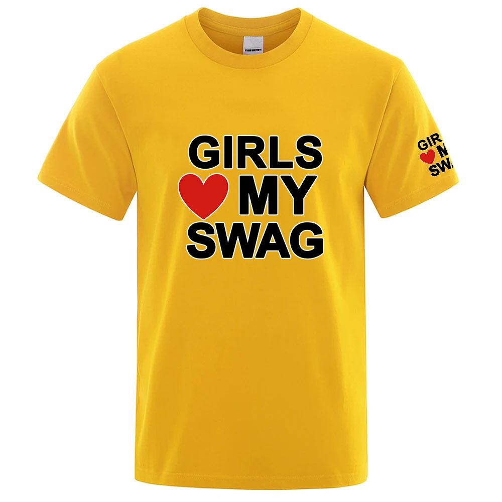 Girls Love My Swag Funny Logo Print Round Neck Ultralight Unisexs Quickdrying Breathable Sweatabsorbent Premium Tshirt