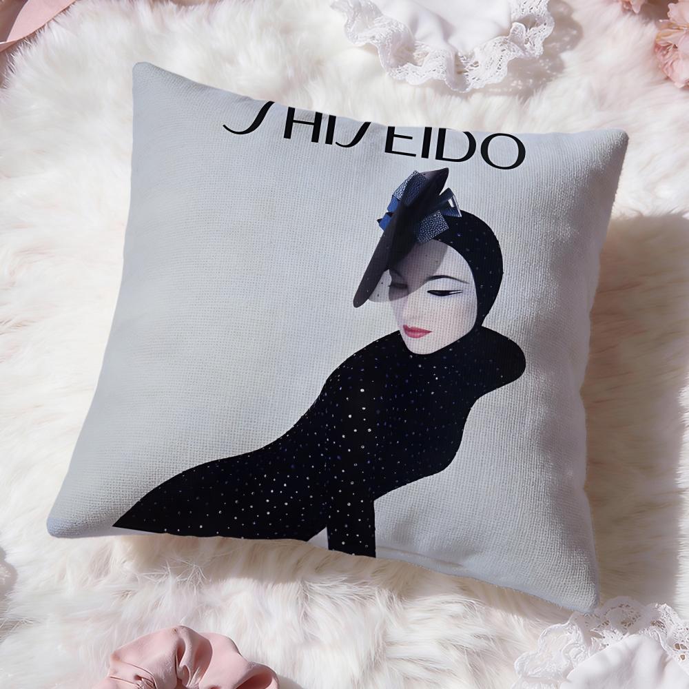 brand logo s-Shiseido Cushion Cover Premium Comfort Reversible Pillow Cove -Two in One Design for Any Room & Car Interior