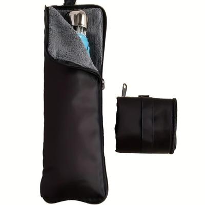 Microfiber Umbrella Storage Bag Handle Hanging Loop Umbrella Carrier Hand Washable Black Color Folding Umbrella Bag