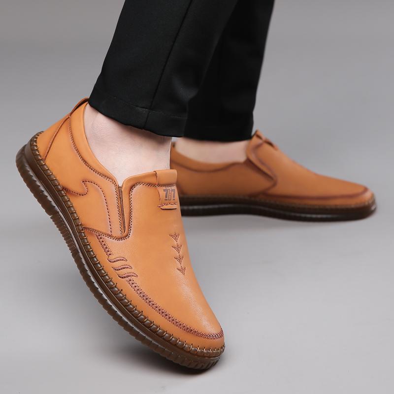 New Arrival Casual Office Shoes All-Match Loafers Handmade Dress Flats Business Men Slip-on Walking Shoes Mens Leather Shoes