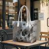 Marble Skull Pattern Tote Bag Stylish Casual Daily Shoulder Bag for Outdoor Use