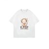 Camiseta Gráfica Linda de Gato K Pop And Chill Blanca Gato de Dibujos Animados Con Auriculares y Estampado de Rosquilla Para Ropa Casual y Amantes de la Música
