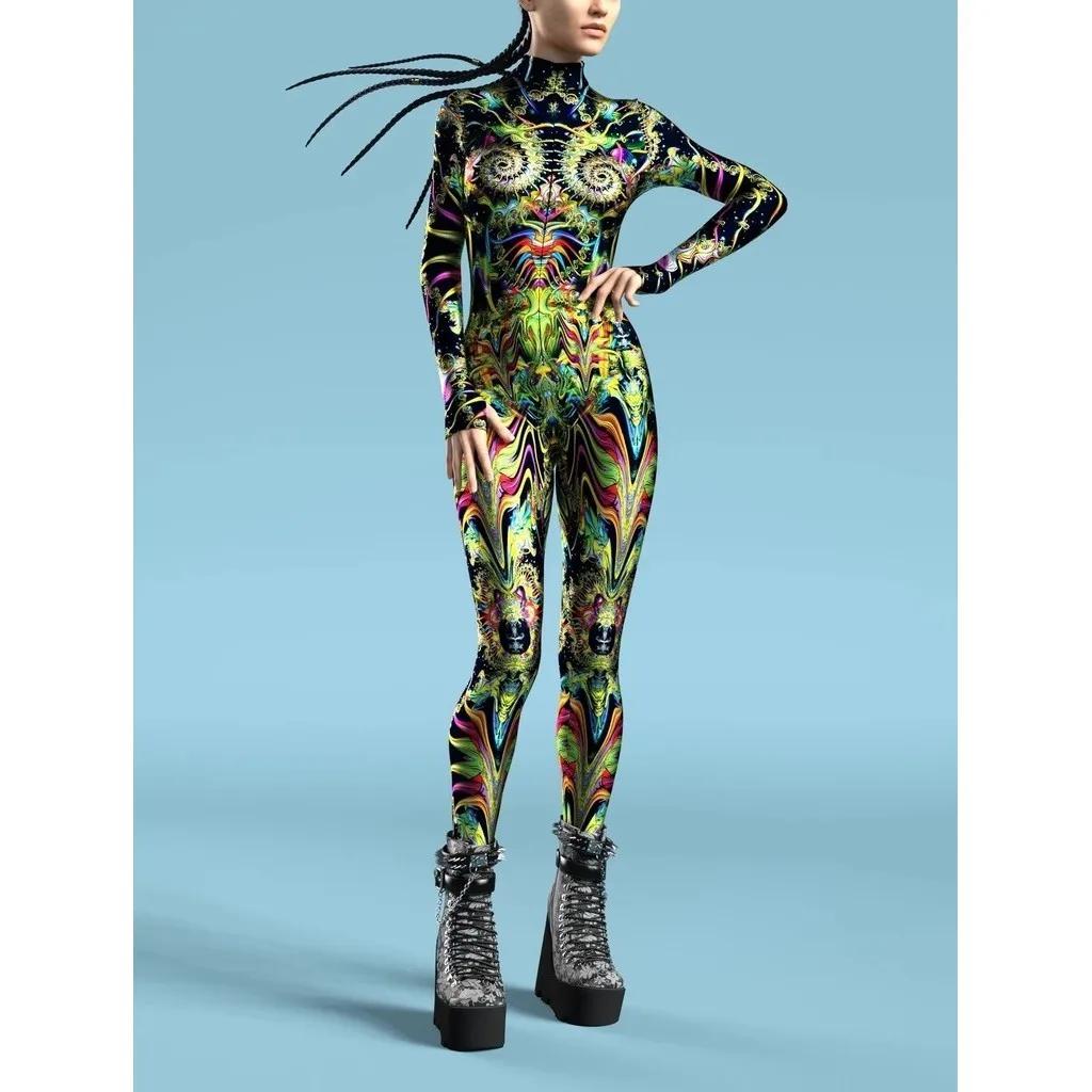 

Унисекс Киберпанк 3D цифровая печать Хэллоуин вечеринка ролевая игра наряд для женщин мужчин косплей костюм карнавальный комбинезон Adults XXXXL зелёный