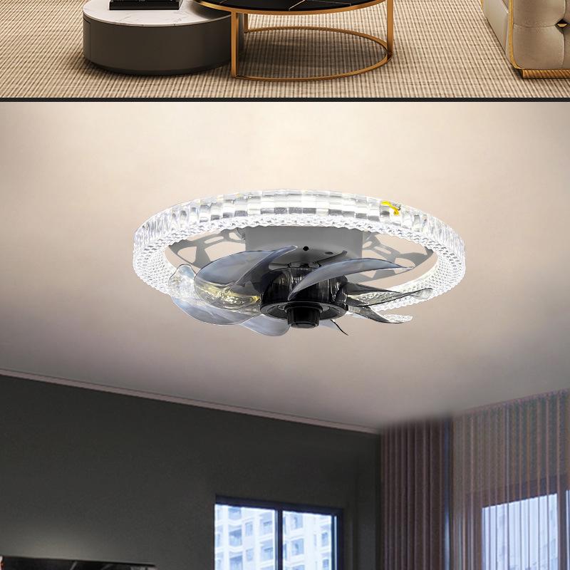 Nordische LED Deckenventilatorleuchte mit Fernbedienung - Minimalistisches rundes Design für modernes Schlafzimmer oder Restaurant