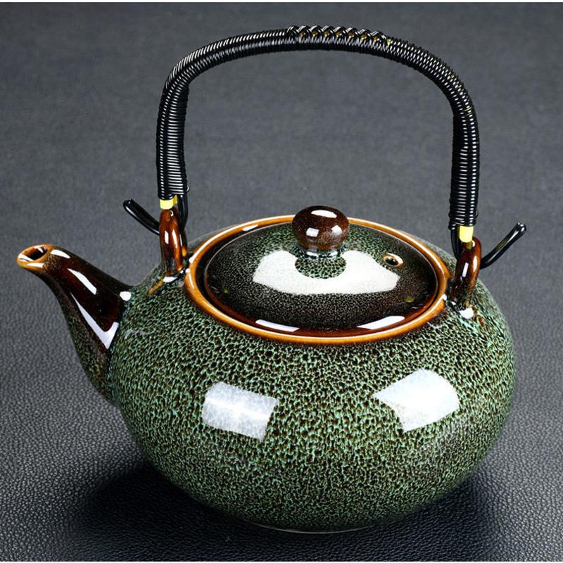 Large Capacity Teapot 700ml Ceramics Coffee Pot with Beam Pot Tea Set Small Teapot Tea Cup Household Flower Tea Making Teapot