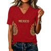 Women's V-Neck Graphic Letter Print Casual T-Shirt Top for Everyday Wear