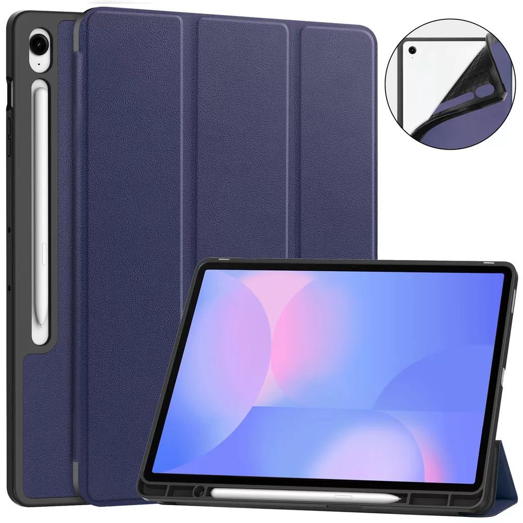 Trifold Stand Slim TPU Leather Magnetic Smart Flip Case for Samsung Galaxy Tab S10 Fe Plus 13.1 Inch SM-X620 With Pen Holder