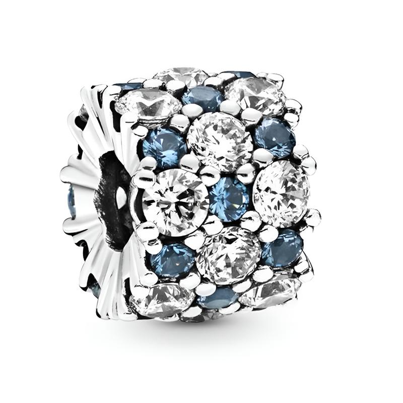 Pandora Transparent with blue sparkling charm 925 silver pendant for women 798487C02 синий