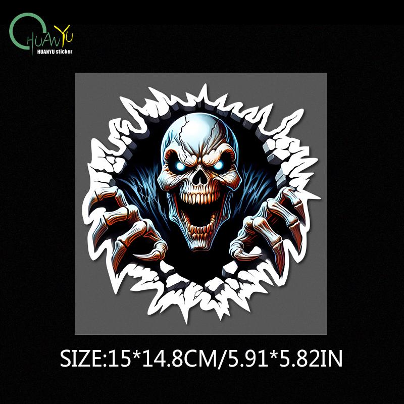 Skull car sticker for rear window; creative cartoon scratch cover for car body; decoration for electric vehicle