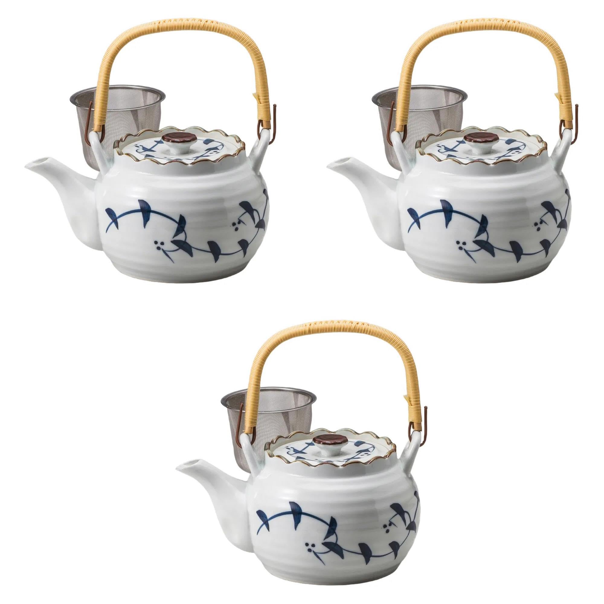 

Set of 3 Blue and white arabesque 8 teapots x 12 1350 Arita ware teapots Arita ware Setomonohonpo U-shaped No. [16 cm, cc]