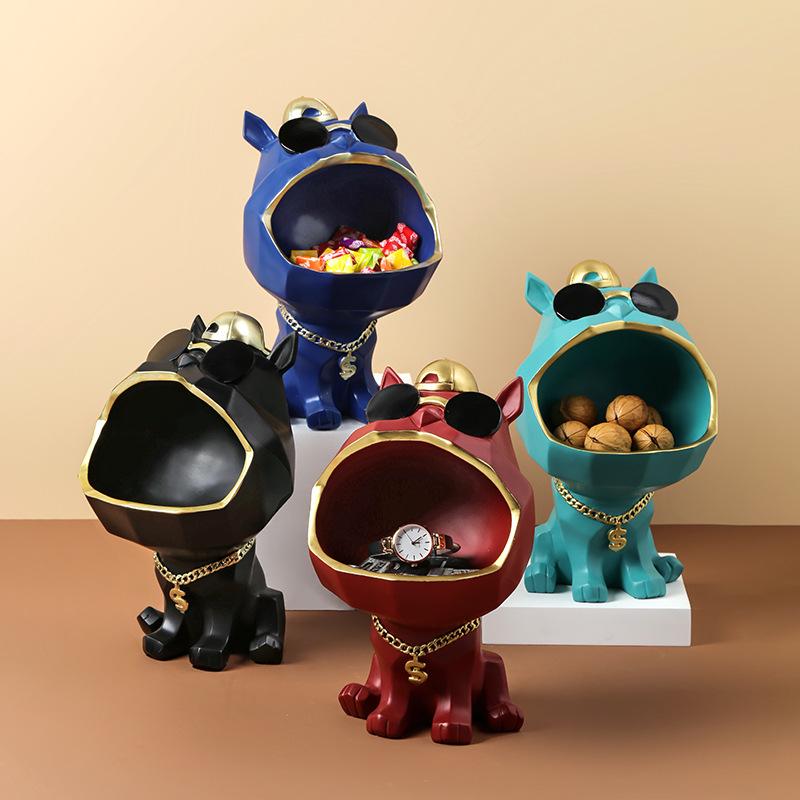 Resin Sunglasses Dog Storage Figurines Creative Nordic Animal Statue Miniature Living Room Desk Christmas Decoration  ZM1128