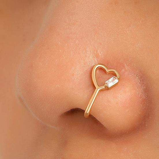 5 Pcs Nose Ring Hoops for Women Geometry Heart Rhinestone U Shaped