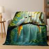 Bunte Tropische Papageien Ara Natürliche Vögel Kunst Flanelldecke, Gemütliche Weiche Überwurfdecke für Zuhause Schlafzimmer Bett Sofa Abdeckung Kinder