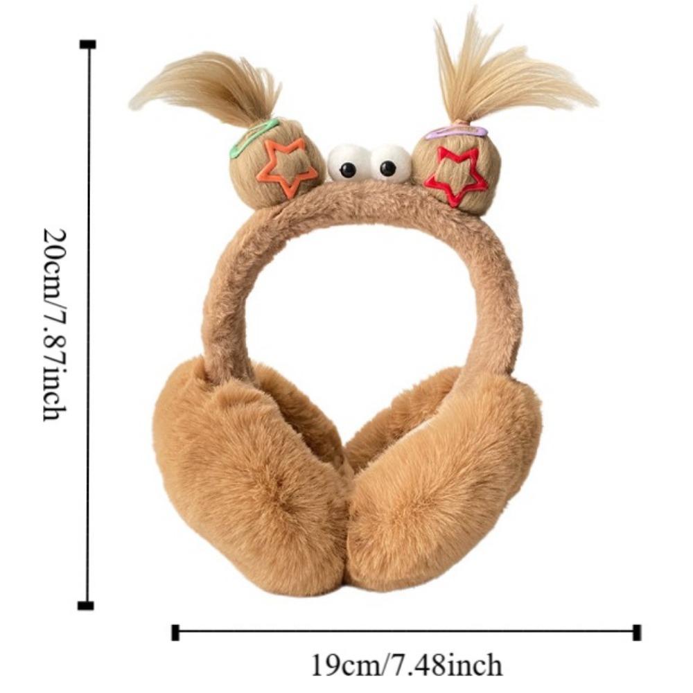 Braid Hair Cartoon Earmuffs Funny Braid Foldable Ear Cover Fashion Winter Plush Ear Cap  Cycling